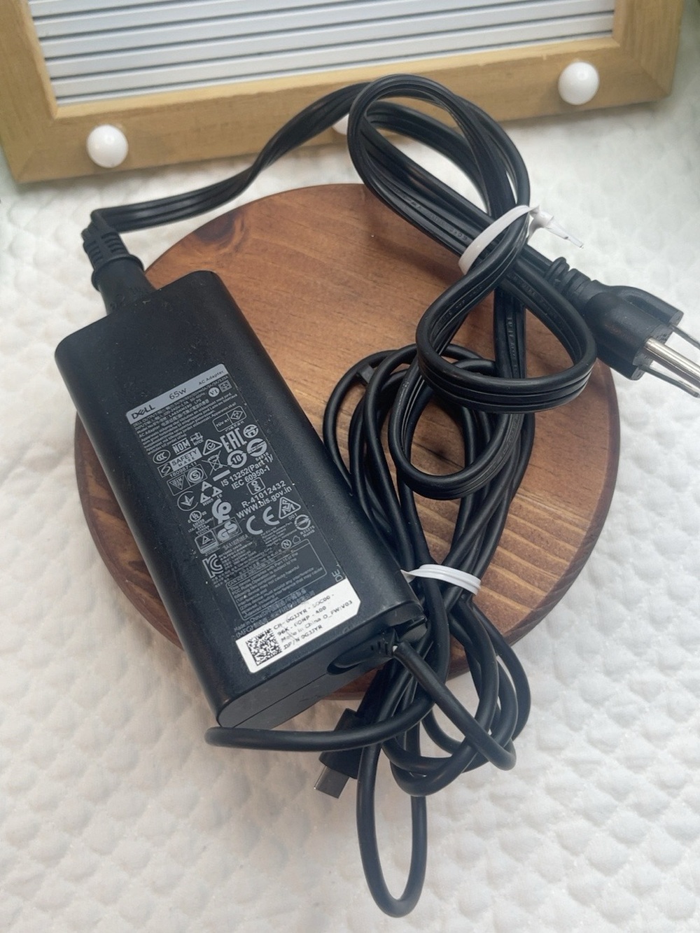 Dell Black AC Laptop Power Adapter with Attached Cord